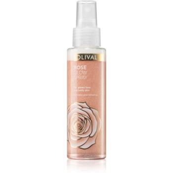 Olival Rose Glow rozjasňujúci sprej na tvár a telo s trblietkami 100 ml