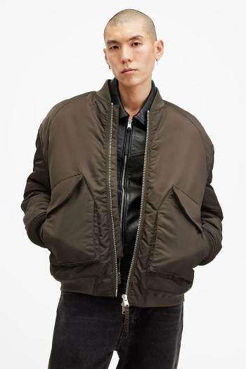 Bunda AllSaints HAWK pánsky, zelená farba, prechodná, M049OB