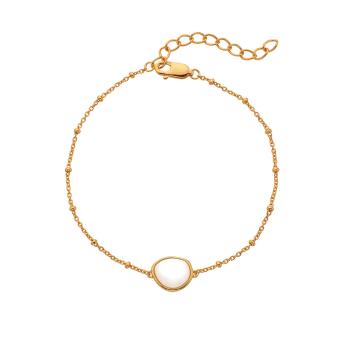 Hot Diamonds Elegantný pozlátený náramok s diamantom a perleťou Golden Edit Soul DL704
