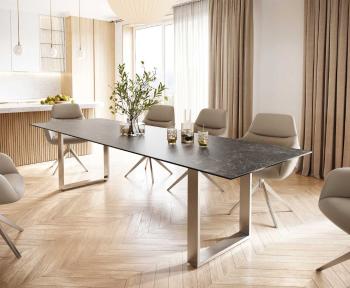 Jedálenský stôl Edge 300x100 cm keramický Laminam® Nero Greco sivý