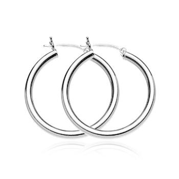 Okrúhle náušnice zo striebra 925 - široká hladká línia, 30 mm