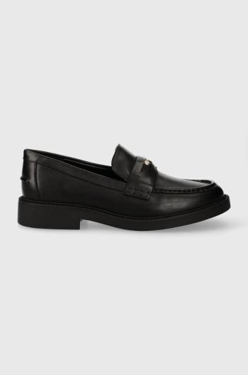 Kožené mokasíny MICHAEL Michael Kors Eden dámske, čierna farba, na plochom podpätku, 40R4EDMP1L
