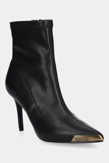 Členkové topánky Versace Jeans Couture čierna farba, na vysokom podpätku, 79VA3S51 ZS901 899