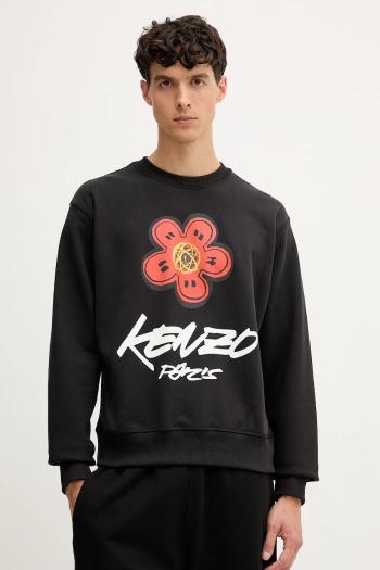 Bavlnená mikina Kenzo Kenzo x Futura čierna farba, s potlačou, FF65SW2524MC