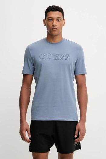 Tričko Guess ALPHY pánske, modrá farba, s nášivkou, Z2YI11 J1314