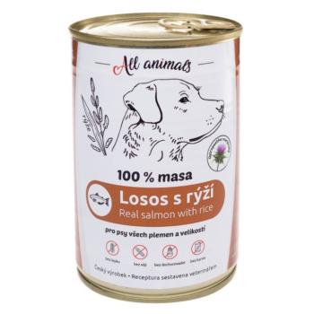 ALL ANIMALS konzerva losos mletý s ryžou pre psov 400 g