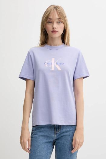 Bavlnené tričko Calvin Klein Jeans dámske, fialová farba, LV047B865G