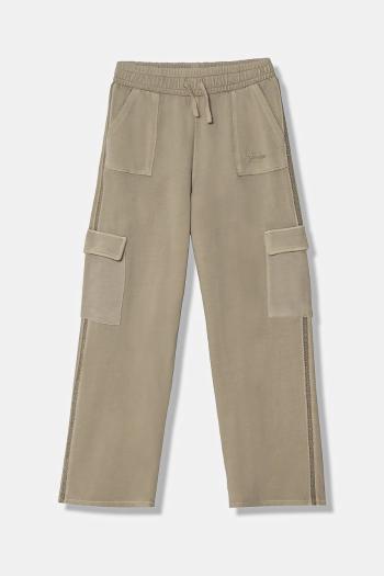 Detské bavlnené tepláky Guess zelená farba, s nášivkou, J5RQ14 KAD74