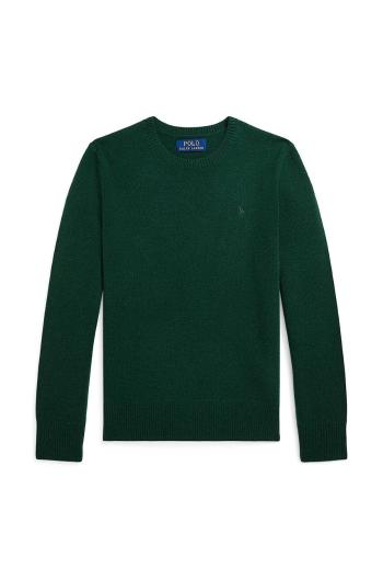 Detský bavlnený sveter Polo Ralph Lauren zelená farba, 323951349003