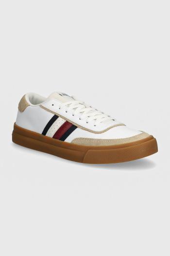 Kožené tenisky Tommy Hilfiger TH CUPSET 1A2 LTH MIX biela farba, FM0FM05118