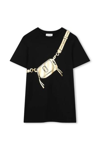 Dievčenské bavlnené šaty Marc Jacobs čierna farba, mini, rovný strih, W60530