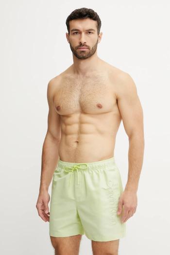 Plavkové šortky Calvin Klein zelená farba, KM0KM01166