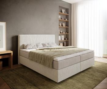 Boxspringová posteľ Dream-Well bouclé krémovo-biela 180x200 cm