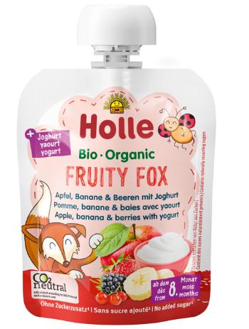 HOLLE Fruity Fox - bio detské ovocné pyré s jogurtom. 85 g