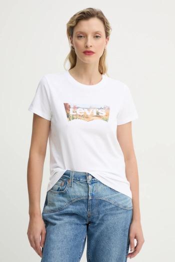 Bavlnené tričko Levi's THE PERFECT TEE dámske, biela farba, 17369