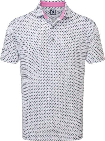 Footjoy Wasp Print Lisle White/Black/Pink L Polo košeľa