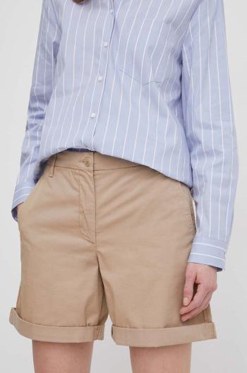 Šortky Tommy Hilfiger dámske, béžová farba, jednofarebné, vysoký pás, WW0WW42457