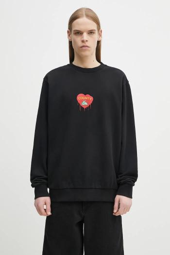 Bavlnená mikina Marcelo Burlon Bunny Heart Regular Crewneck Black Red pánska, čierna farba, s potlačou, CMBA009S25FLE0031025