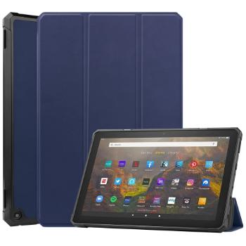 LEATHER Zaklápací obal Amazon Kindle Fire HD 10 / HD 10 2021 (11. generácia) tmavomodrý