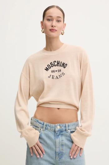 Vlnený sveter Moschino Jeans dámsky, béžová farba, tenký, J0931 8700