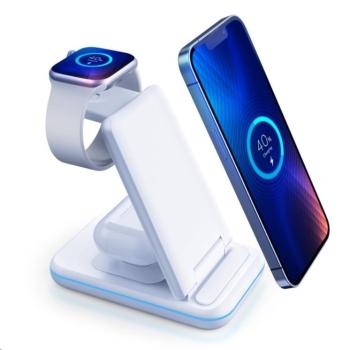 3mk nabíjací stojan - Hyper Wireless Charger 3w1 15W, biela