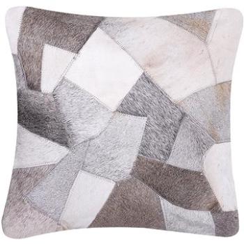 BELIANI, Vankúš abstraktný vzor kože 45 × 45 cm sivý NEELOOR, 203194 (beliani_203194)