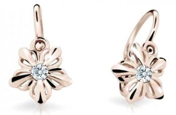 Cutie Jewellery Detské kvietkové náušnice z ružového zlata C2238-10-X-4 biela