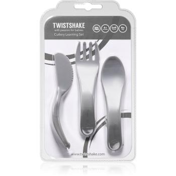 Twistshake Learn Cutlery príbor pre deti 6+m Pastel Grey 3 ks