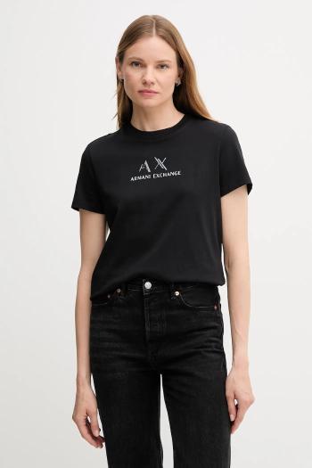 Bavlnené tričko Armani Exchange dámske, čierna farba, XW001345 AF16356