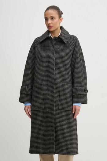 Vlnený kabát Barbour Veronica Wool Car Coat šedá farba, prechodný, oversize, LWO0238