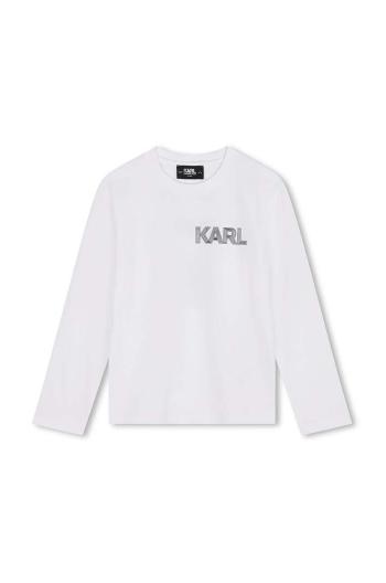 Detská bavlnená košeľa s dlhým rukávom Karl Lagerfeld biela farba, s potlačou, Z30243