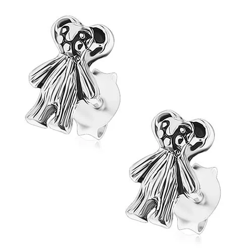 Náušnice zo striebra 925, stojaci medvedík, puzetové zapínanie