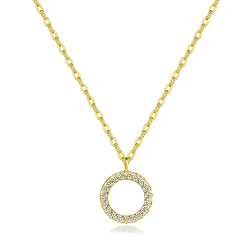Náhrdelník v striebre 925 - kruh s čírymi zirkónmi, zlatá farba