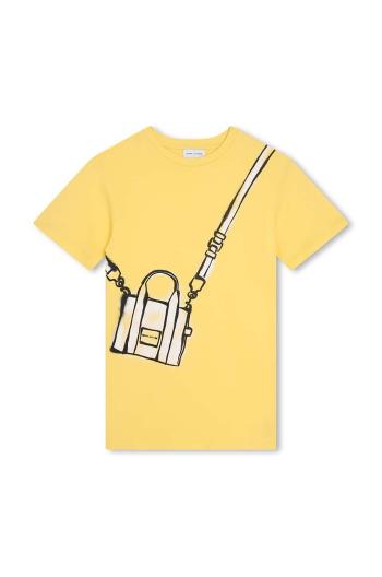 Dievčenské bavlnené šaty Marc Jacobs zlatá farba, mini, rovný strih