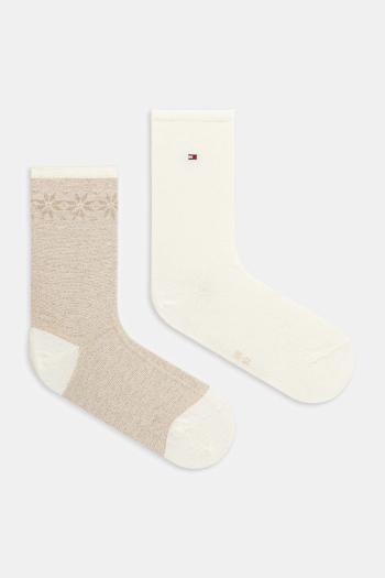 Ponožky Tommy Hilfiger 2-pak béžová farba, 701236502