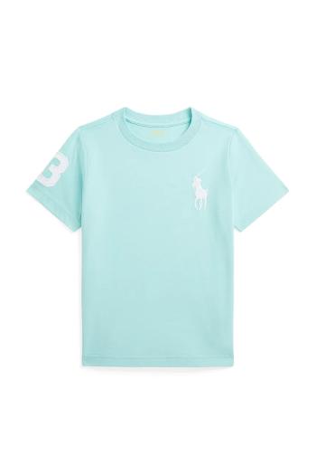 Detské bavlnené tričko Polo Ralph Lauren tyrkysová farba, jednofarebný, 322832907064