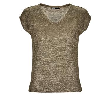 Only  ONLSILVERY S/S V NECK LUREX TOP JRS  Tričká s krátkym rukávom Hnedá