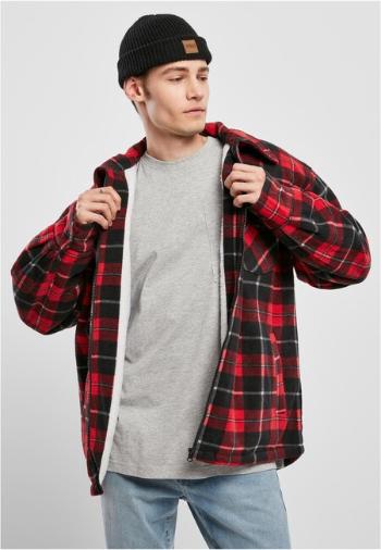 Urban Classics Plaid Teddy Lined Shirt Jacket red/black - M