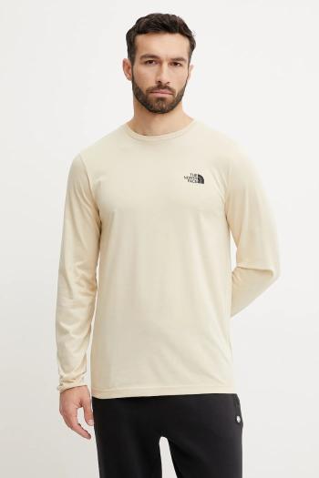 Tričko s dlhým rukávom The North Face Simple Dome béžová farba, s potlačou, NF0A87QN3X41