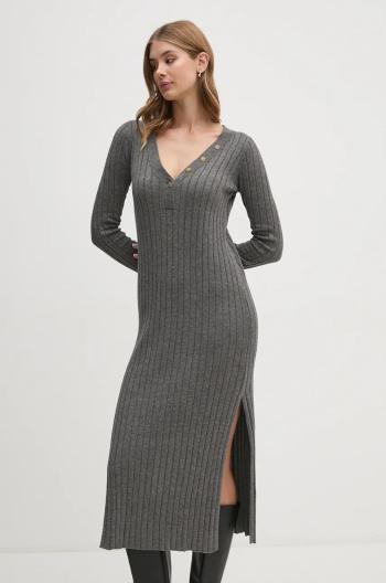 Šaty Pepe Jeans IZABEL DRESS šedá farba, midi, priliehavé, PL953586