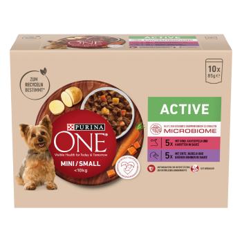 10x85g PURINA ONE Mini Active marha & kacsa nedves kutyatáp
