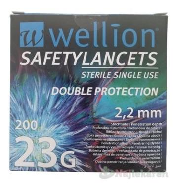 Wellion Safety Lancets 23G Lanceta bezpečnostná priemer 2,2 mm, sterilná, jednorazová 200 ks