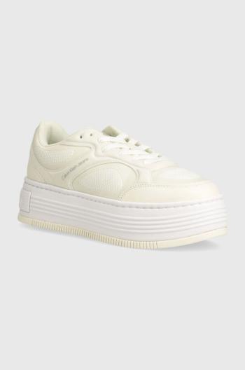 Tenisky Calvin Klein Jeans BOLD PLATF LOW LACE MIX IN MTL biela farba, YW0YW01471