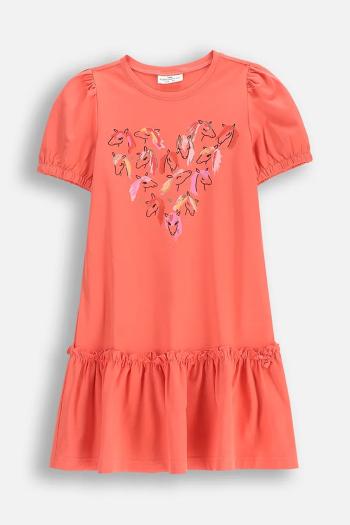 Dievčenské šaty Coccodrillo oranžová farba, mini, rovný strih, NOSTALGIC MEADOW GIRL KIDS