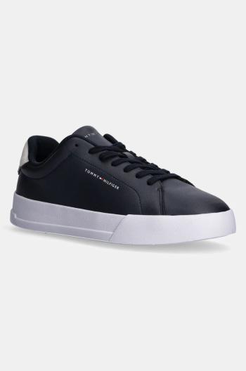 Kožené tenisky Tommy Hilfiger TH COURT LTH DETAIL ESS tmavomodrá farba, FM0FM05367