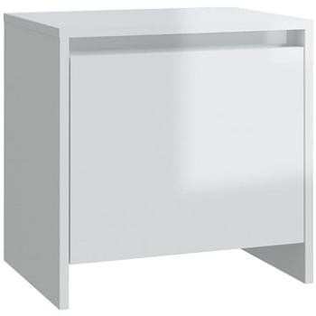 SHUMEE Nočný stolík biely s vysokým leskom 45 × 34 × 44,5 cm drevotrieska, 809875