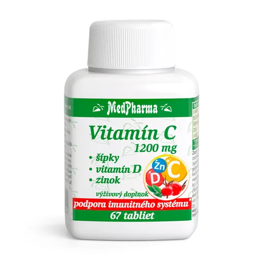 MedPharma Vitamín C 1200 mg se šípky + Vitamín D + Zinok 67 tabliet