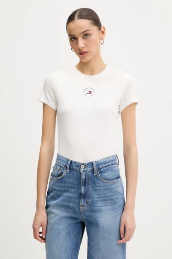 Tričko Tommy Jeans dámske, biela farba, DW0DW20316