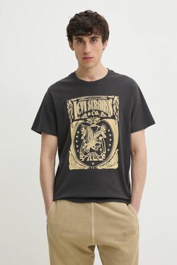 Bavlnené tričko Levi's GRAPHIC CREWNECK TEE pánske, šedá farba, s potlačou, 22491