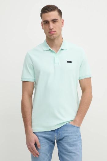Polo tričko Calvin Klein pánske, tyrkysová farba, jednofarebný, K10K114141